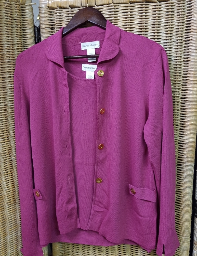 DRAPER'S & Damon's 2Pc Cardigan Mauve Pink Size L/40